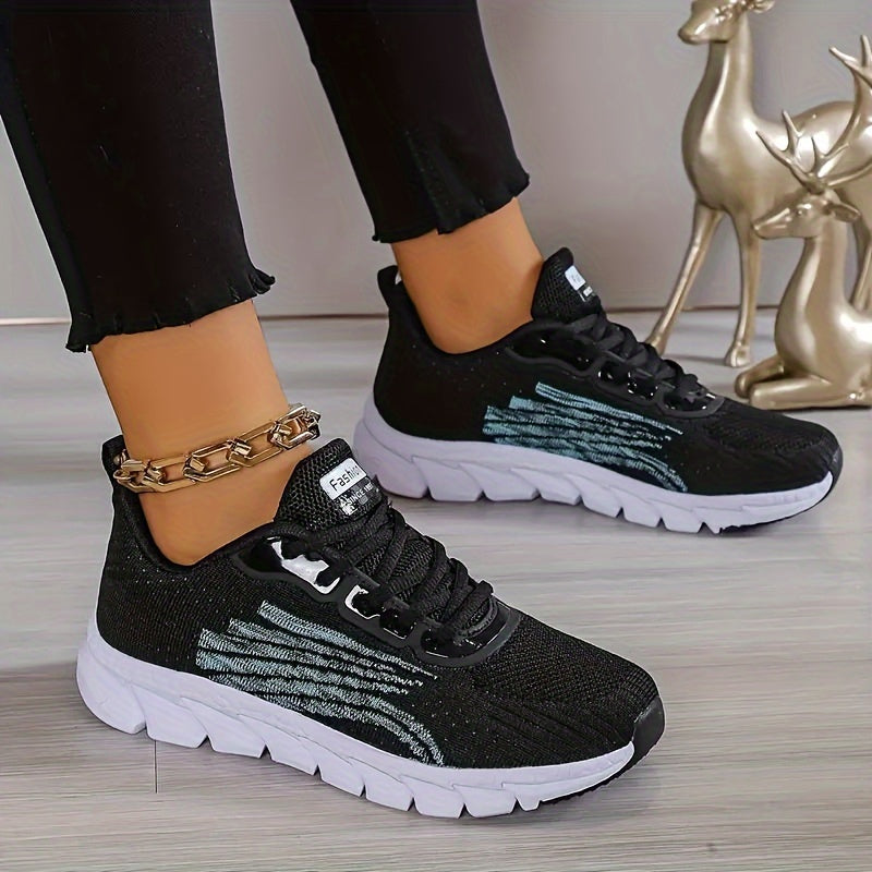 Women's Solid Color Casual Sneakers, Lace Up Comfy Breathable Soft Sole Shoes, Lightweight Low-top Running Shoes plus size
