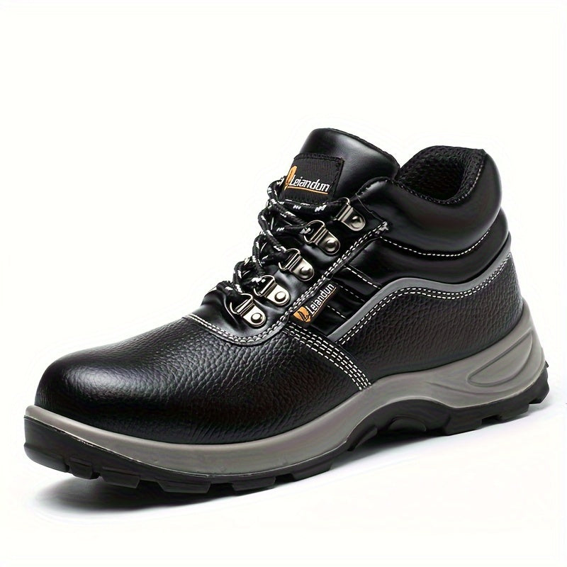 Reinforced Anti-Puncture & Anti-Smashing Safety Work Boots for Men - Heavy-Duty Steel Toe Cap, Anti-Piercing Cushioned Insole, PU Upper & Lining, All-Terrain Traction - Winter/Spring/Fall Construction/Industrial/Construction/