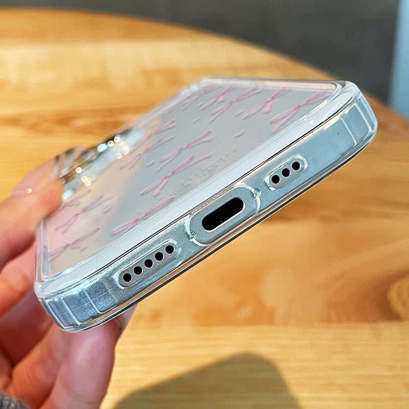 Luxury Original Shockproof Clear Protective Case for Iphone 16/Iphone 16 Pro Max/16 Plus/16 Pro/Iphone 15/Iphone 15 Pro Max/15 Plus/15 Pro with Love Bow Design.