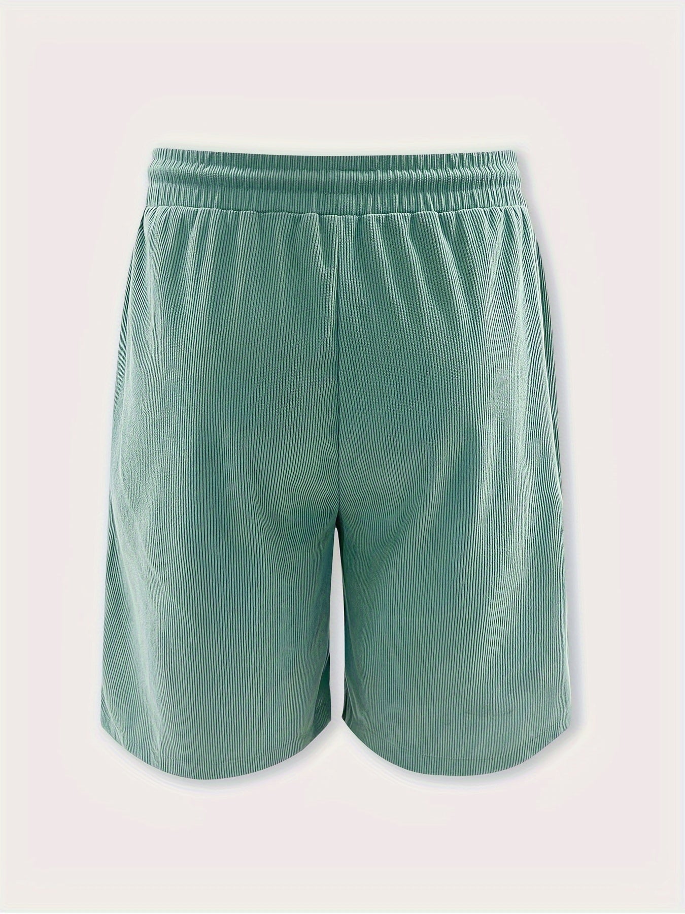 Men's Casual Corduroy Shorts with Drawstring Waist, Side Pockets, and "California" Print - Black, Polyester, All-Season Wear for Outdoor Activities