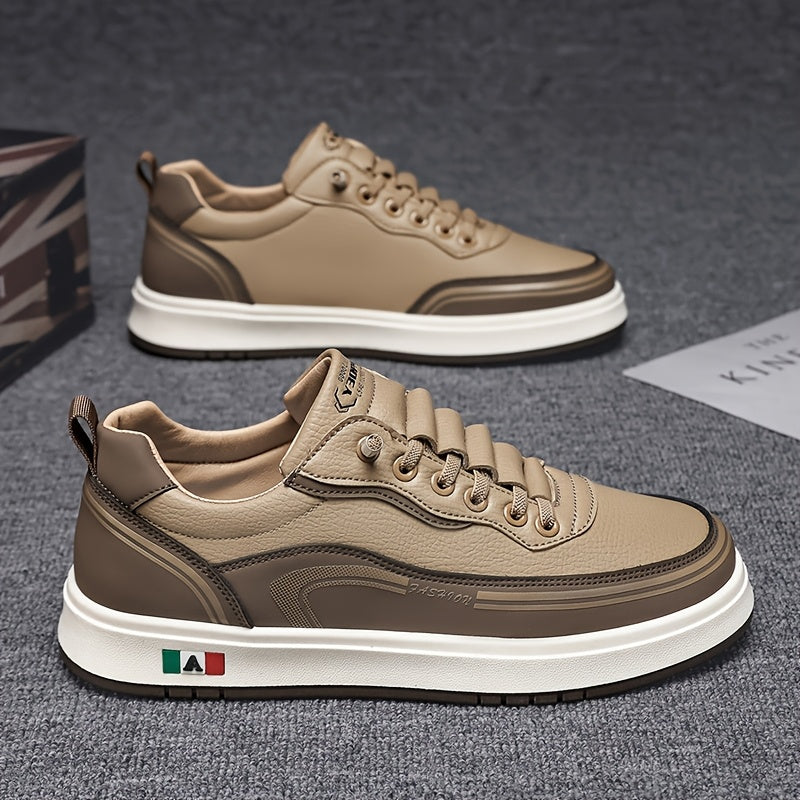 FC06 Men'S Casual Sneakers - Black White Low-Top Lace-Up Shoes with Italian Flag Design, Faux Cover Upper, Cushioned PVC Sole, Breathable Fabric Lining for All-Season Comfort, Everyday Footwear, Modern Sneakers, Fabric Line