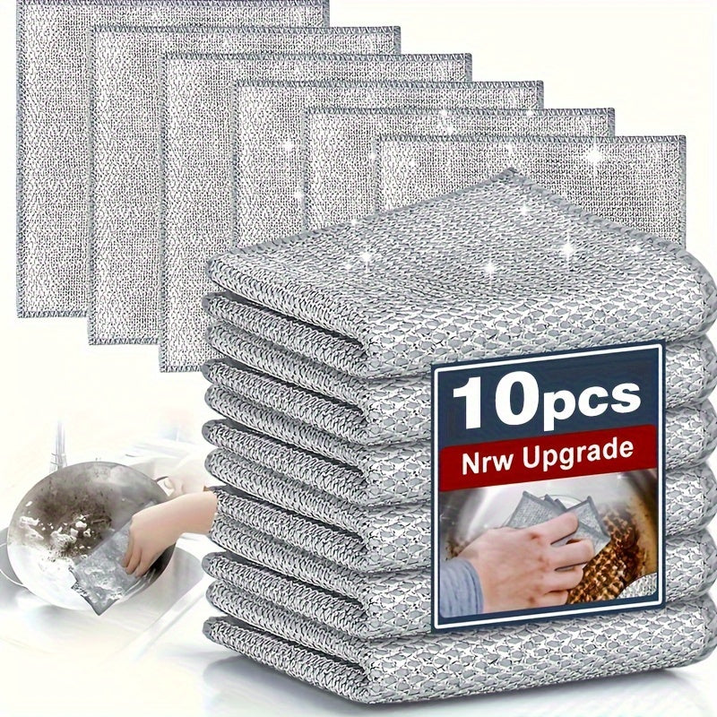 20/10/5 Pack Ultra-Fine Mesh Non-Stick Oil-Free Cleaning Cloths, Reusable & Highly Absorbent, Gentle on Surfaces, Space-Themed Knit Fabric, Solid Color, Hand Wash, for Kitchen Stove, Sink, Pots, Range Hood - Modern Christmas
