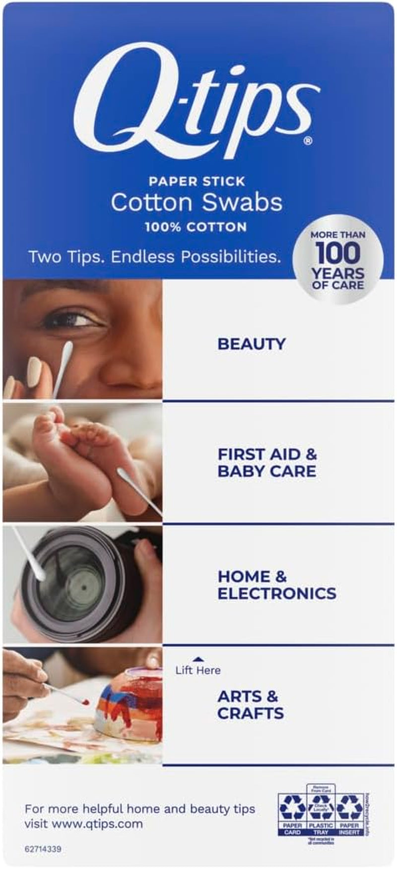 Q-Tips Cotton Swabs for Hygiene and Beauty Care Original Cotton Swab Made with 100% Cotton 625 Count