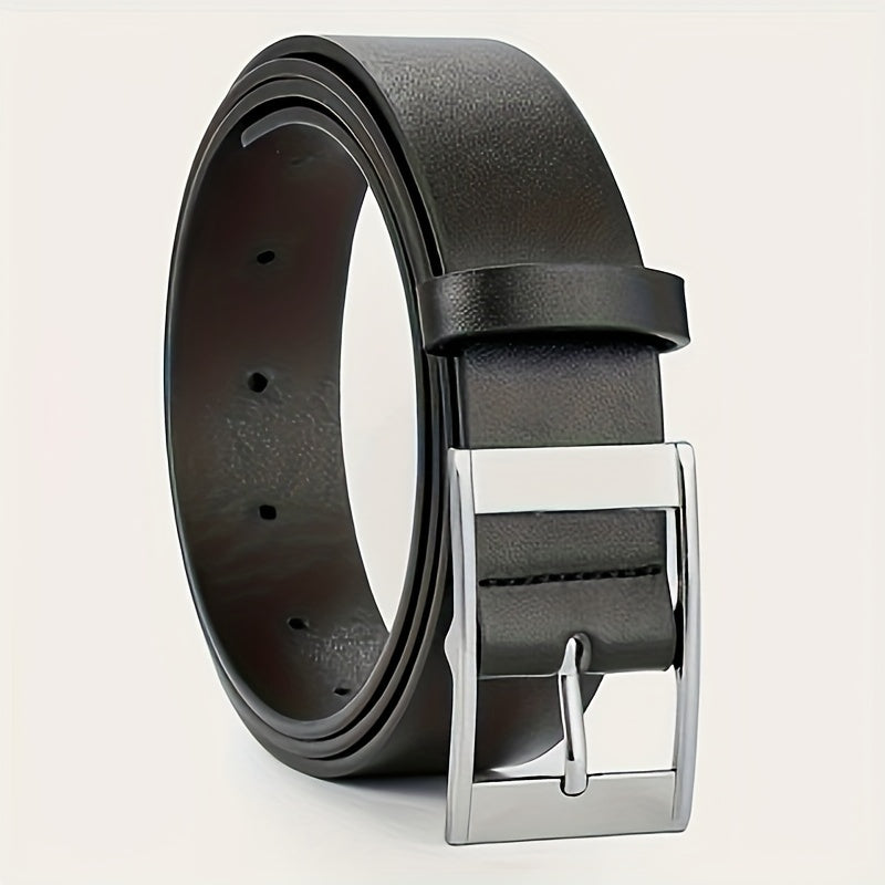 1pc Men's Fashionable PU Leather Belt, Simple And Retro Design, Smooth Buckle, For Men Daily Life, Leisure Time Party Festival Work Christmas Gift