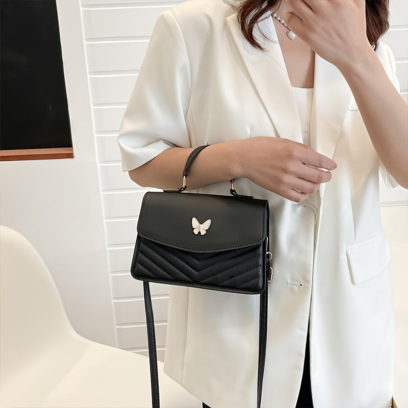 New Fashionable Minimalist Shoulder Bag Trendy Versatile Women'S Handbag Unique Crossbody Bag High-End Chic Tote Pure Diamond Solid Color Bag Fashionable Small Square Bag