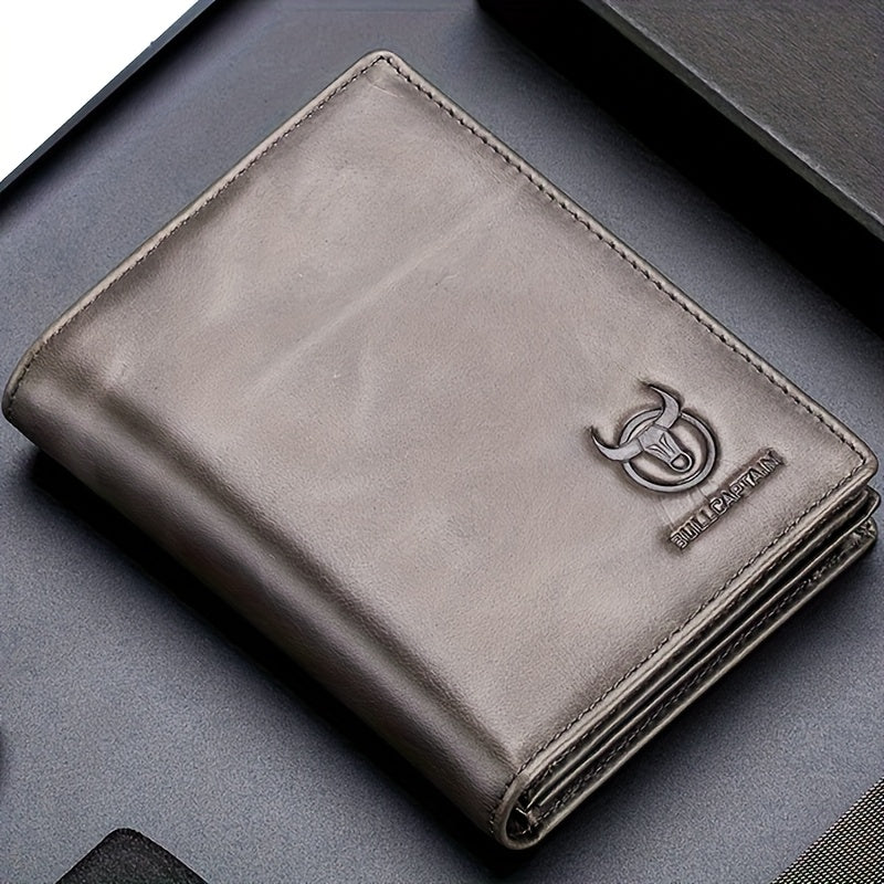 A Lightweight Men'S Leather Wallet Designed for Casual Use, Featuring a Compact Bi-Fold Style, Ample Space for , a Passport Compartment, Multiple Card Slots, And a Storage Pouch for Tickets And - ayq