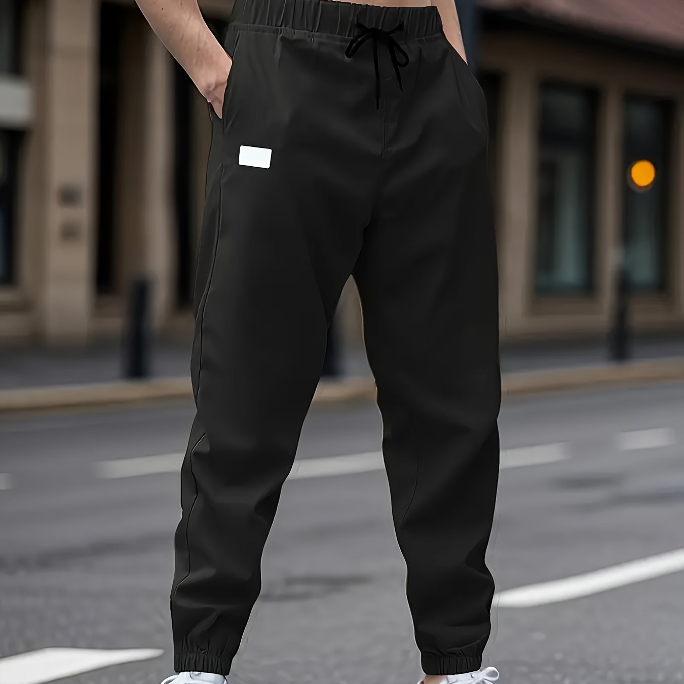 1pc Men'S Casual Cargo Pants, Solid Color Polyester Drawstring Waist, Non-Stretch Woven Fabric, Regular Fit, Polyester Lined, Perfect for Weekend Casual Wear