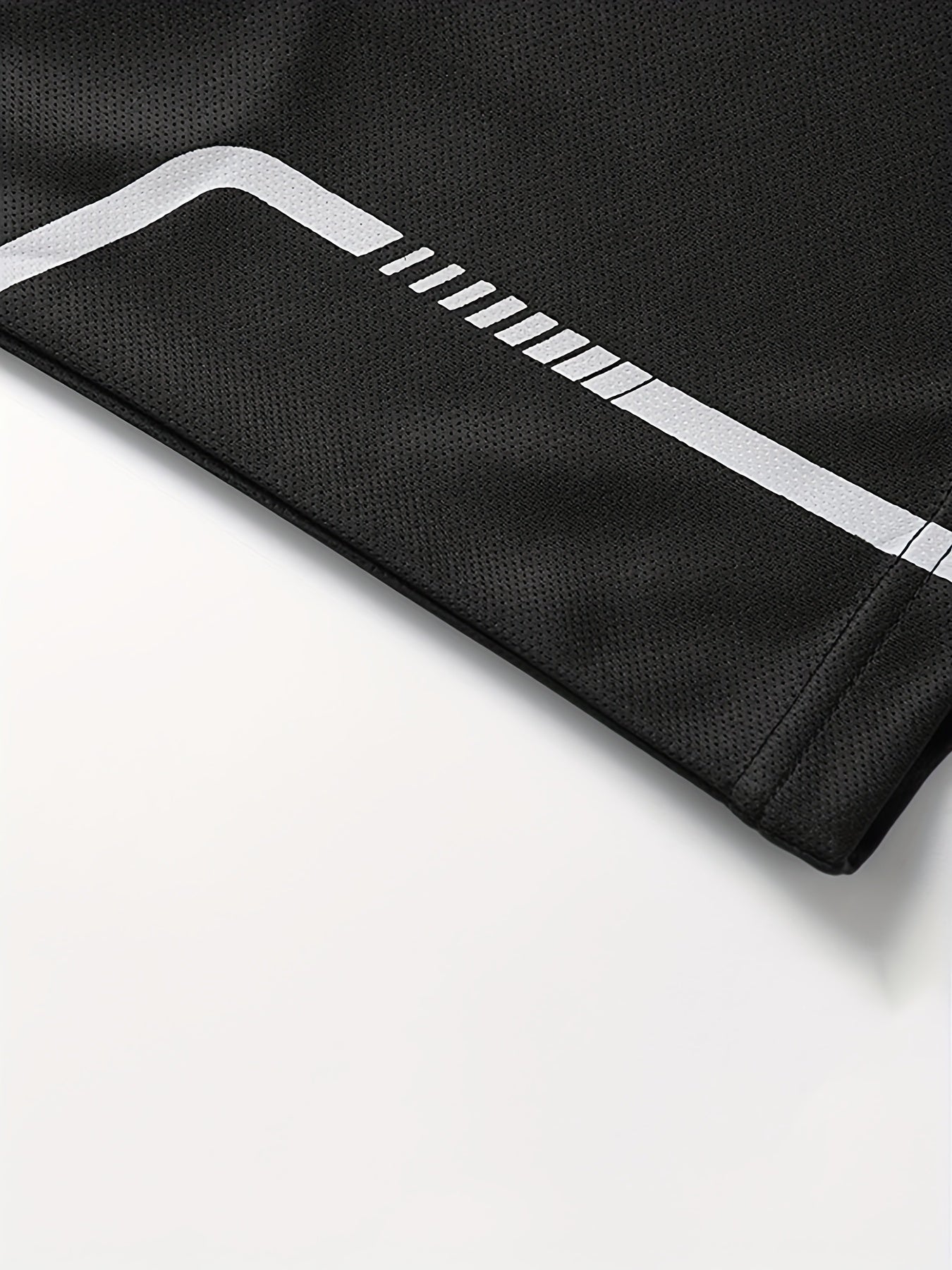 2pcs Men's Summer Sportswear Set - Comfortable Polyester Crew Neck T-Shirt & Black Drawstring Shorts with Side Stripe, Casual Style, Easy Care, Athletic Shorts