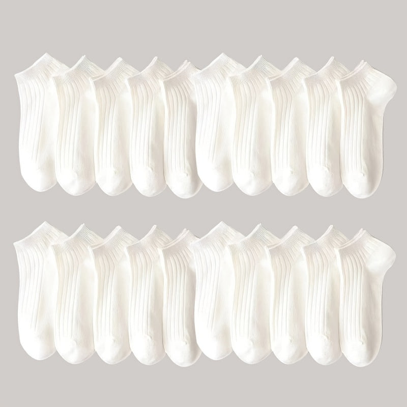 10/20/30/50 Pairs of Socks Spring/Summer Sweat Absorbing Men's and Women's Style Small White Socks Simple and Versatile High-looking Short Socks Boat Socks