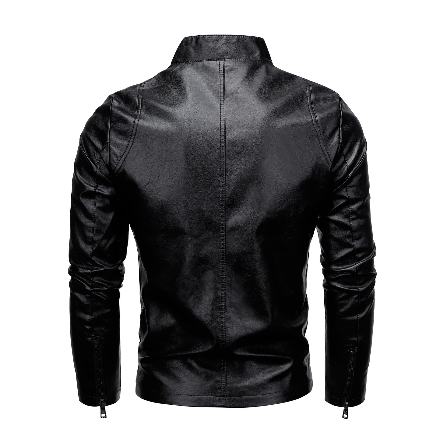 Men'S Casual Jacket - Stand Collar Zip-Up Long Sleeve - 100% Polyurethane, Solid Color, Non-Stretch Woven Fabric, Regular Fit with Functional Pockets for Daily Wear
