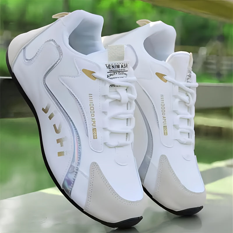 Men's Casual Comfort Training Shoes, Low-Top Lace-Up Sneakers for Walking, Outdoor Activities, and Travel - PU Upper, Fabric Lining, PVC Sole
