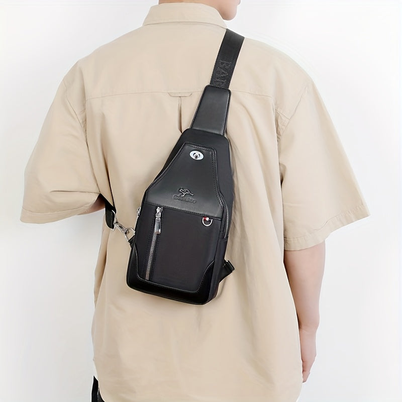 SelectMen'S Large Capacity Motorcycle Bag - Trendy Crossbody Shoulder Bag with Multiple Pockets, Casual Oxford Style, Hand Washable, Ideal for Daily Commute, Everyday Commute Bag Casual Style Bag Zippered Closure