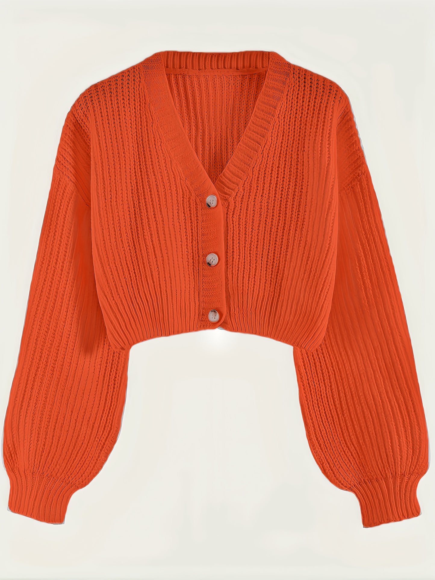 Elegant Drop Shoulder Women's Knit Cardigan with Contrasting Buttons - Long Sleeve, Ribbed Detail, Polyester, Perfect for Fall/Winter