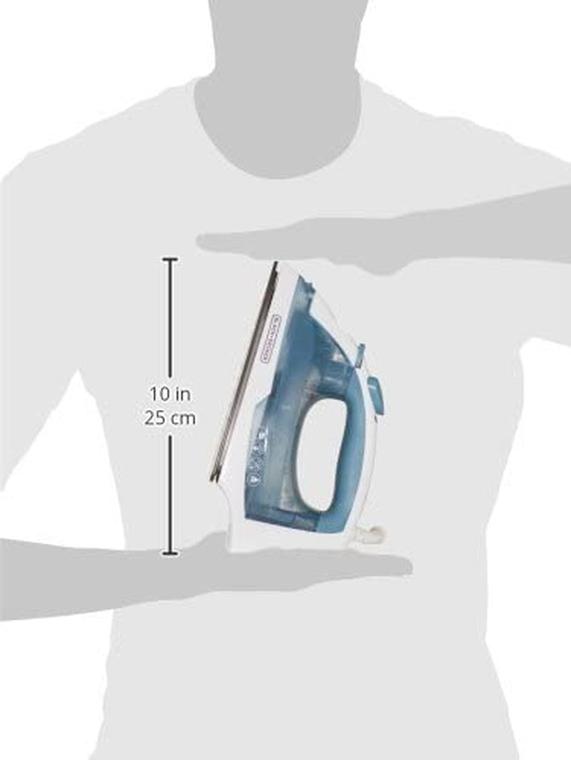 BLACK+DECKER Easy Steam Compact Iron for Clothes, Automatic Shutoff, Nonstick Plate, Light Weight, 1200 Watts