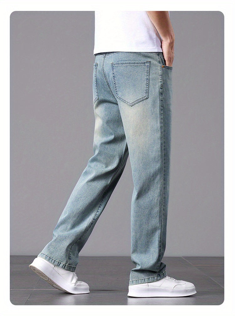 Men'S Stretchy Long Pants, Stylish And Versatile, Slim Fit, Breathable, Trendy Denim Trousers for Spring And Summer.