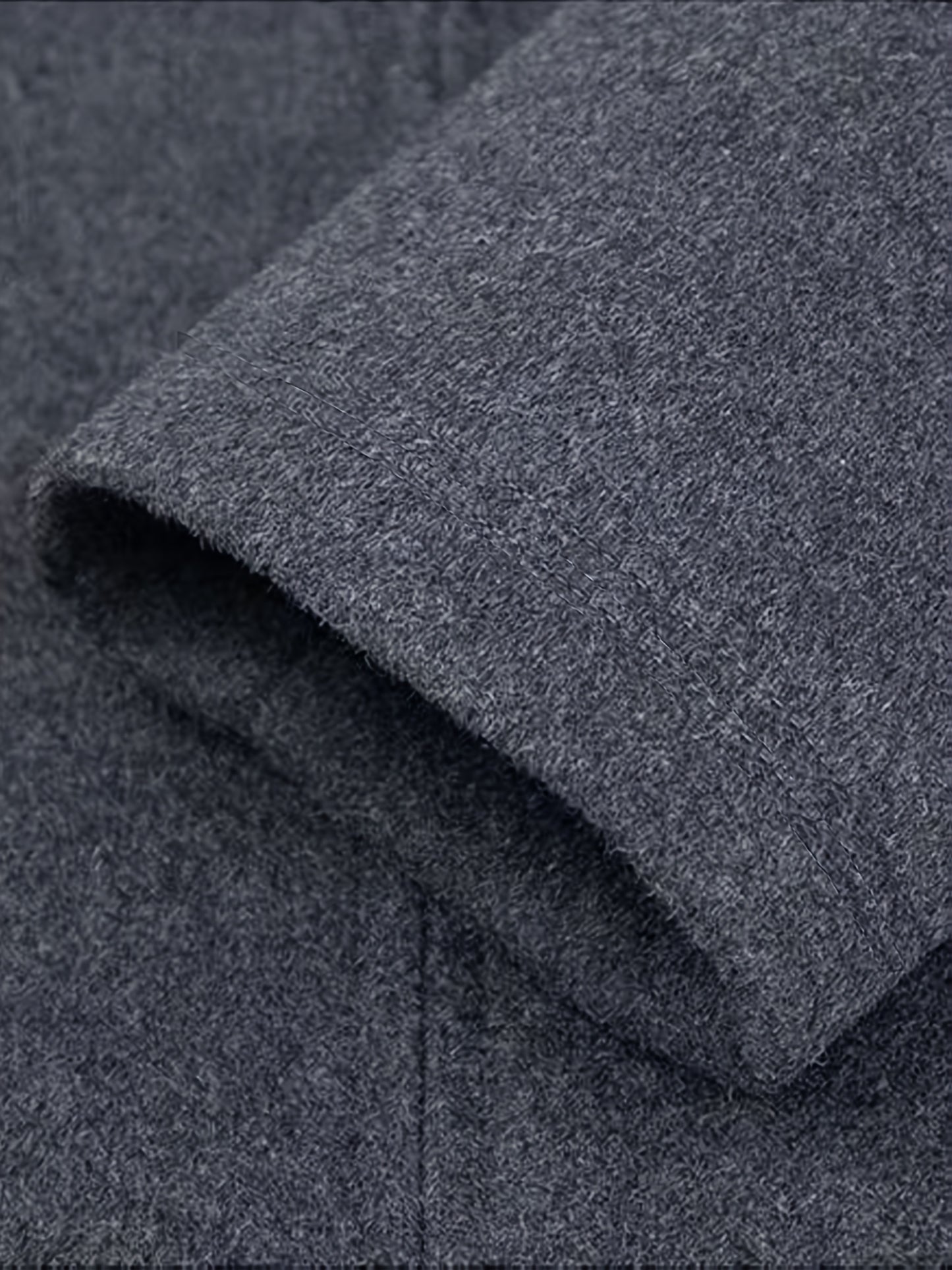 Men's Autumn and Winter Fleece Jacket with Zipper and Turn-up Collar