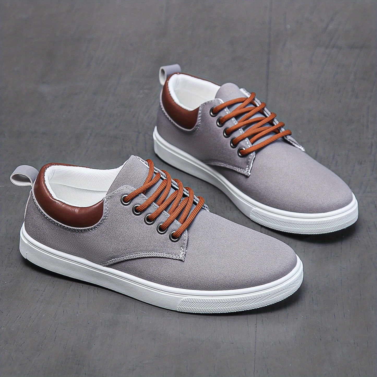 Men's Low Top Casual Canvas Skate Shoes, Breathable Lace-up Casual Flats For Outdoor Walking Driving, Men's Street Footwear