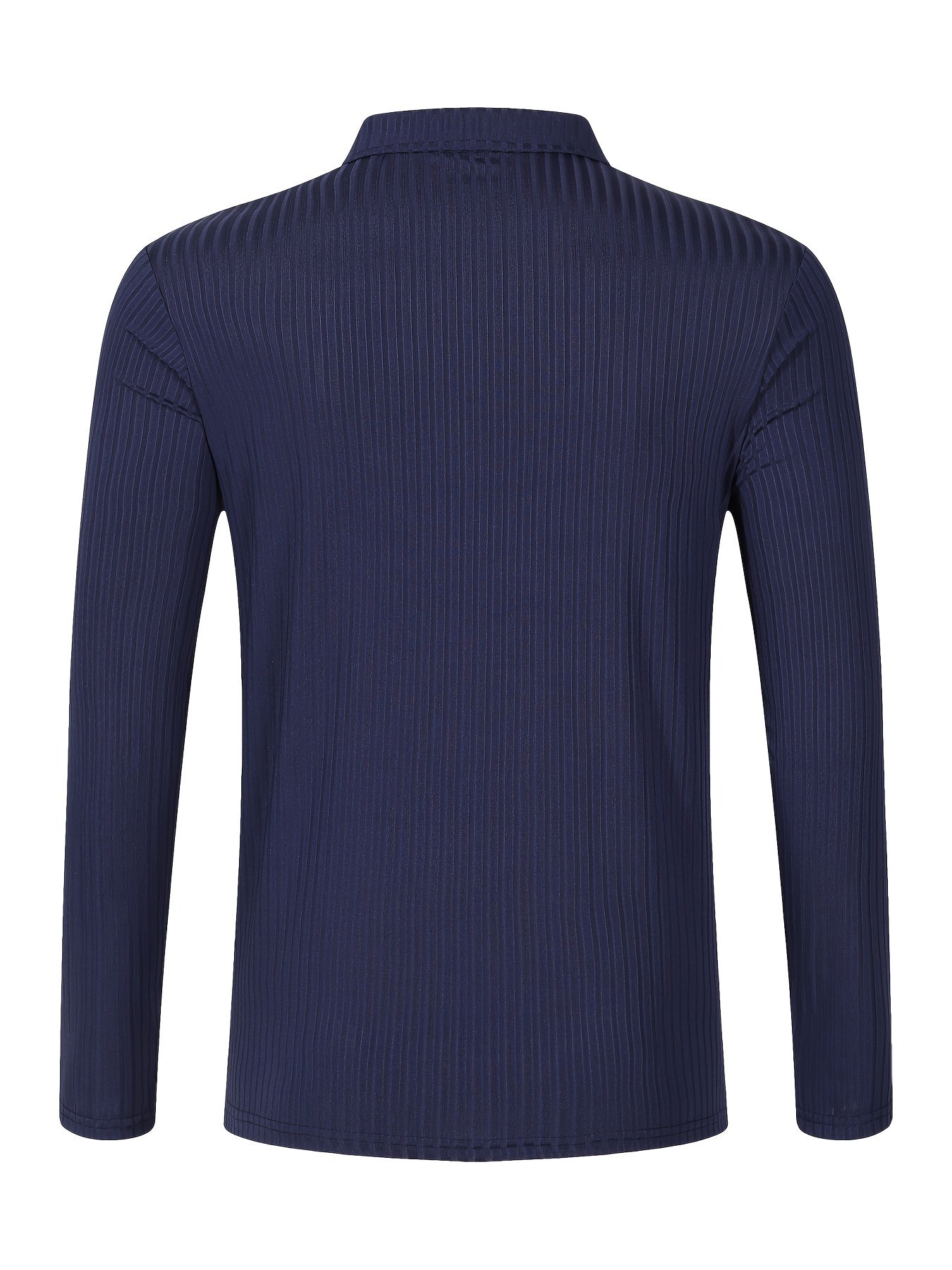 Men's Casual Sports Ribbed Long Sleeve Zipper Lapel Golf Shirt, Spring And Fall