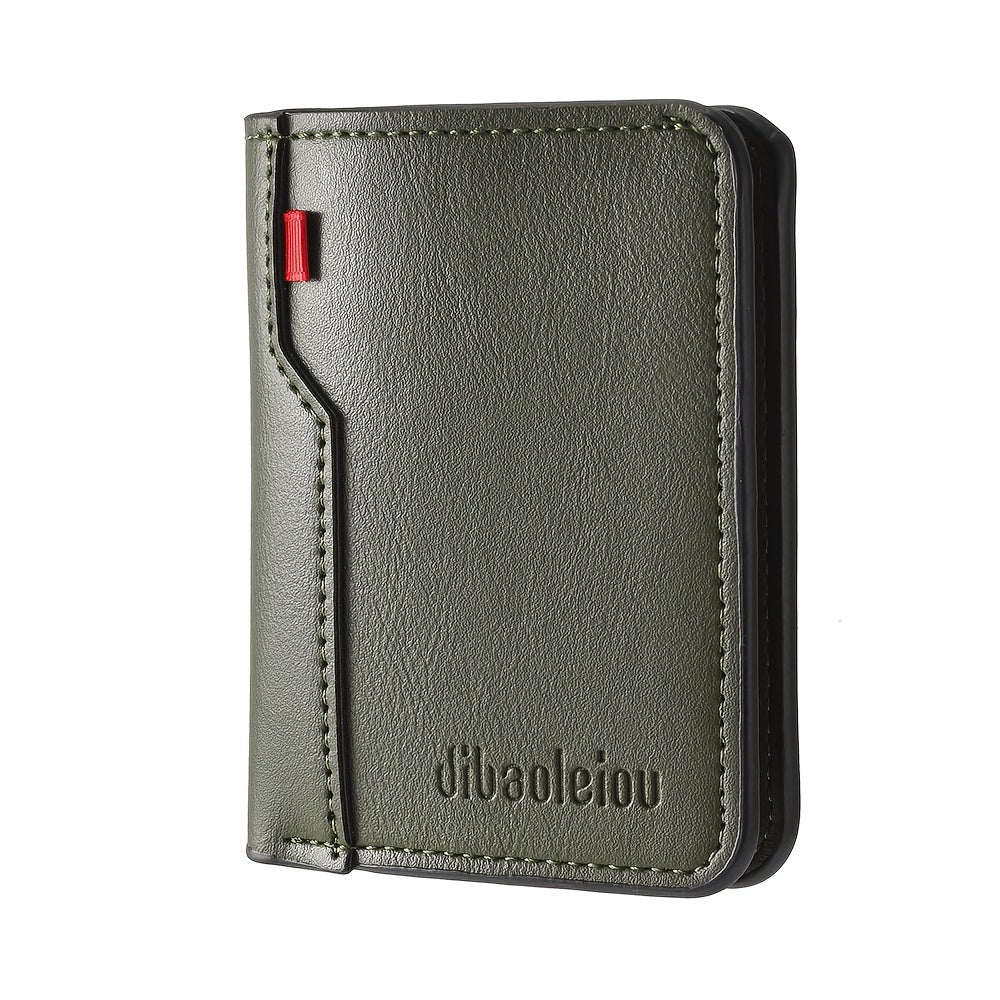 1pc Men'S Vintage Faux Leather Credit Card Wallet, Slim and Soft Design, Multiple Card Slots, Business Style Driver'S License Card Holder, Travel Zero Wallet