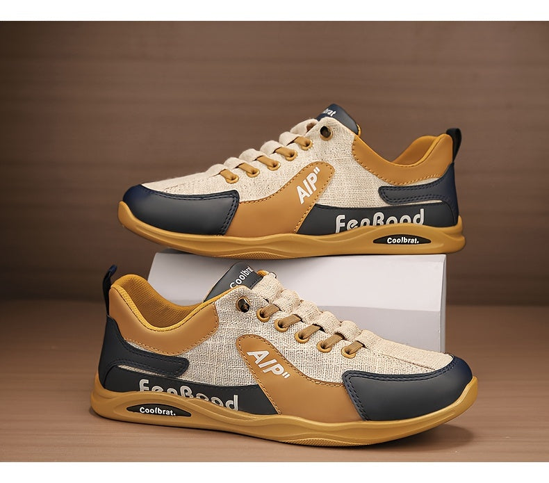 Men's Vintage Old School Style Sneakers, Comfy Non Slip Durable Canvas Breathable Shoes, Men's Footwear