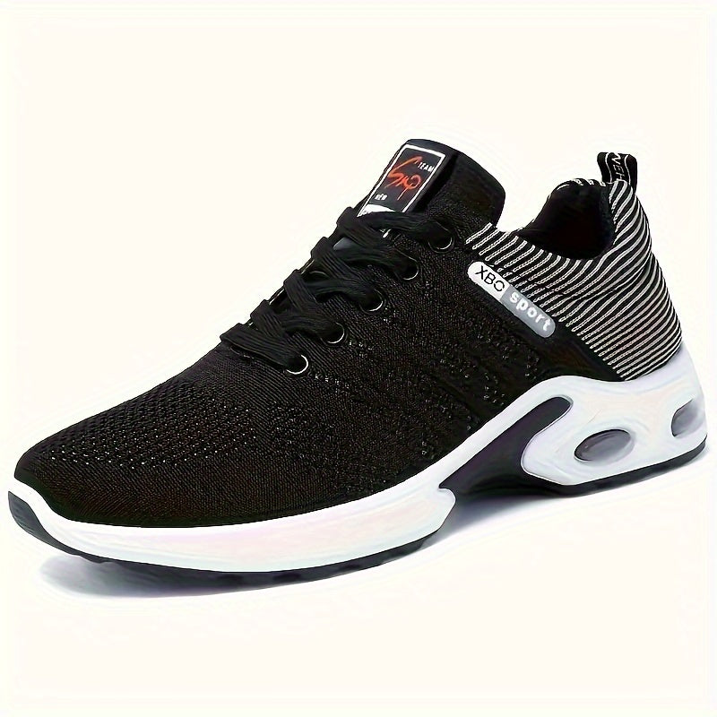 Men'S Breathable Mesh Air Cushion Sneakers - Durable Lace-Up Running Shoes with PVC Sole, Fabric Inner & Upper, for Outdoor Sports and Casual Wear, Low-Top Design, All-Season Comfort, Allseason Running Shoes|Modern Casual Sho