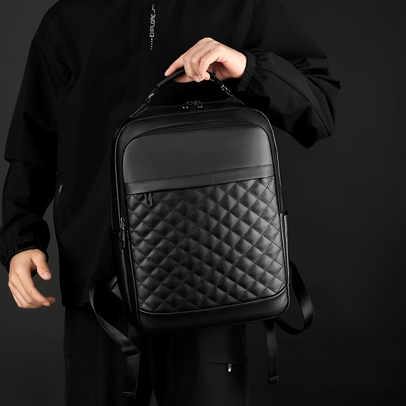 Classic -patterned business backpack, suitable for both men and women. Crafted with high-quality materials, featuring a simple yet elegant design with refined zipper details and spacious compartmentalized storage to showcase