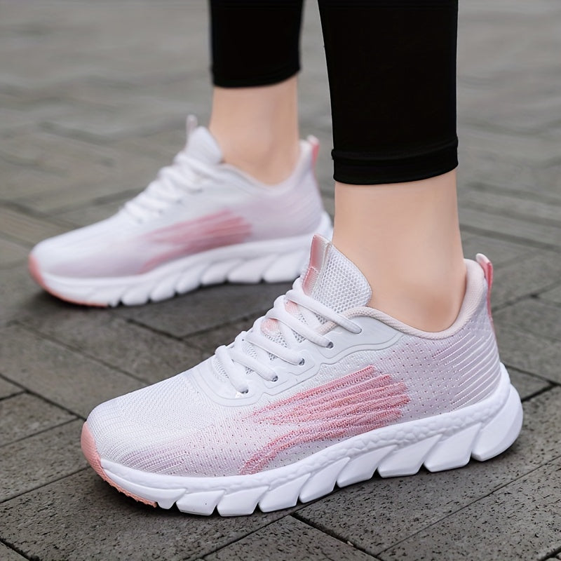 Women's Solid Color Casual Sneakers, Lace Up Comfy Breathable Soft Sole Shoes, Lightweight Low-top Running Shoes plus size