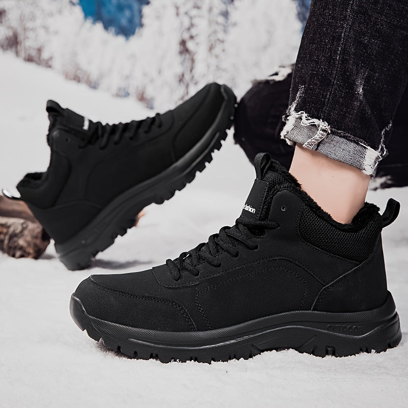 Men's Winter High-Top Footwear - Thick Insulation for Cold Protection, Comfortable Hiking and Walking Shoes