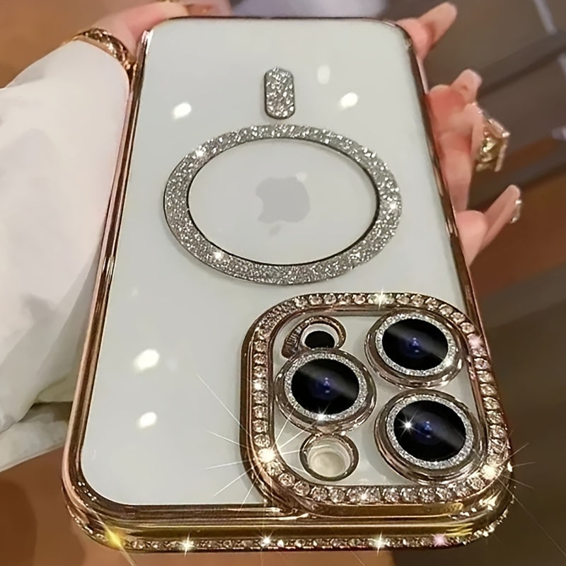 Նոր ոճի Magnetic բջջային հեռախոսի պատյան Rhinestones-ի համար iPhone 16 15 14 13 12 11 Plus Pro Max-ի համար