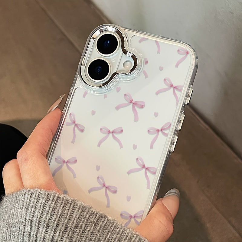Luxury Original Shockproof Clear Protective Case for Iphone 16/Iphone 16 Pro Max/16 Plus/16 Pro/Iphone 15/Iphone 15 Pro Max/15 Plus/15 Pro with Love Bow Design.