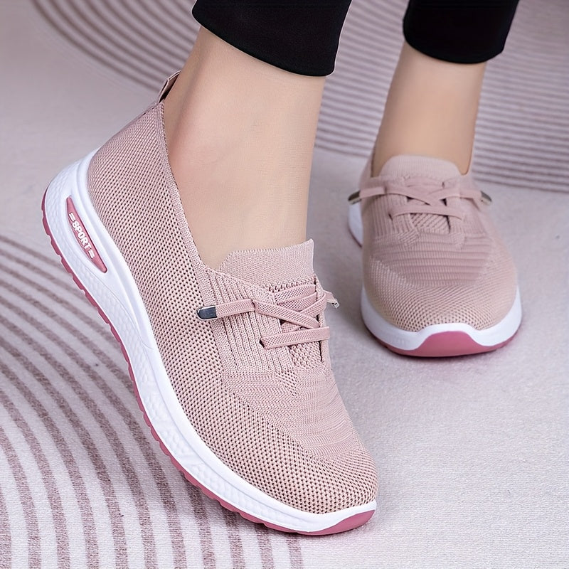 Women's Trendy Casual Sneakers - Breathable Blue Slip-On Sneakers with Soft PVC Sole, Lightweight & Comfortable for Casual Attire, Cute Shoes