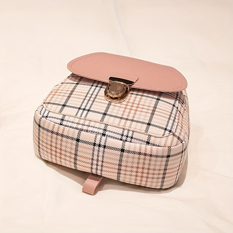 Adjustable Strap Grid Backpack, Cute Backpack, Zipper Casual Shoulder Bag, Card Wallet, Casual Phone Pouch, Leisure Camera Bag, Coin Purse, Key Pouch, Shoulder Bag, Crossbody Bag, Convertible Backpack.