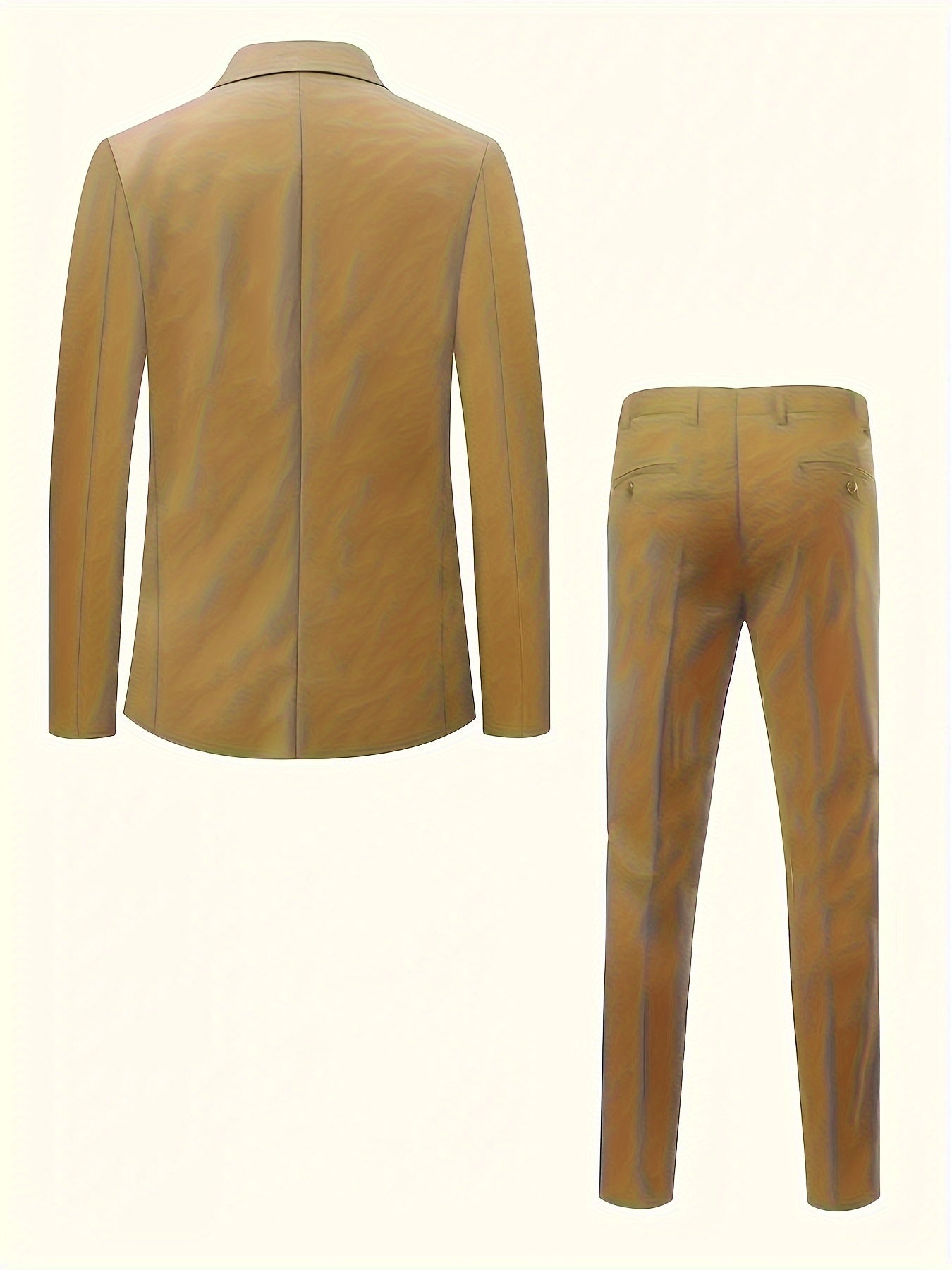 Men'S Solid Color Polyester Work Suit - Classic Lapel Collar, Non-Stretch Fabric, Long Suit Sleeves, Four-Season Versatility, Button-Front Jacket with Pants - Regular Fit Woven Suit Set (80% Polyester, 20% Viscose)
