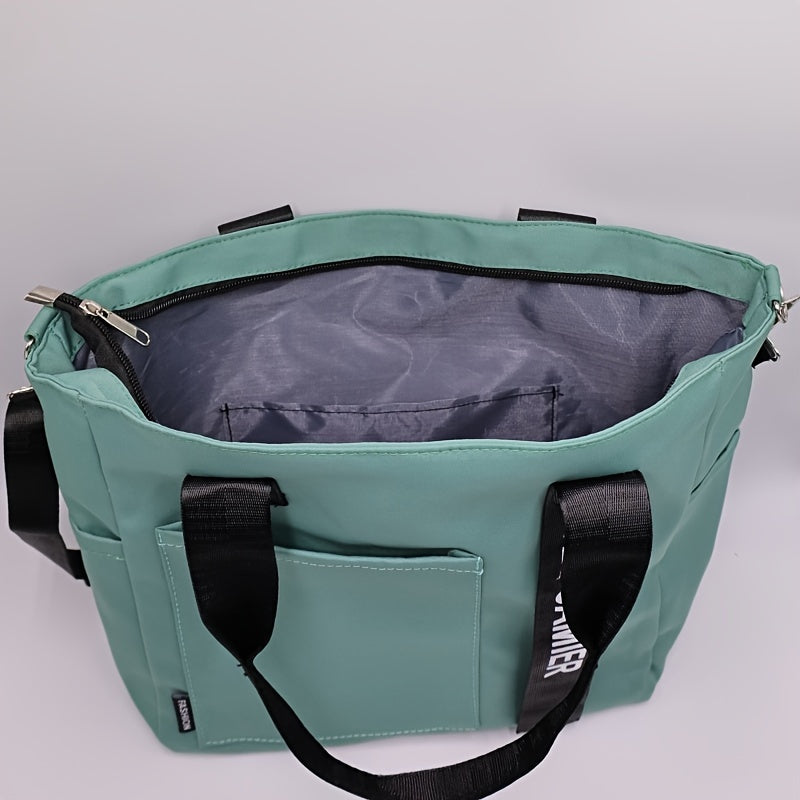 Multi-Pocket Tote Bag, Crossbody Travel And Work Shoulder Bag, Portable And Durable With Adjustable Strap For School And Daily Use