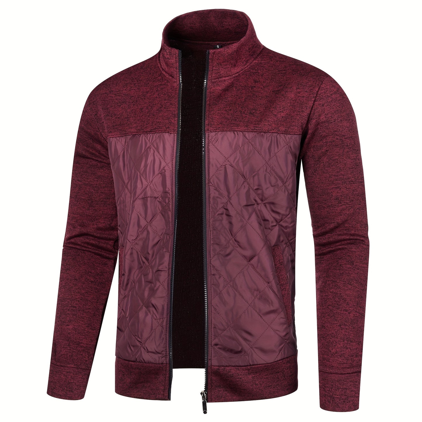 Men's Knitted Cardigan Jacket, Autumn Winter Casual Stand Collar Full Zip Coat, Long Sleeve Regular Fit Jacket