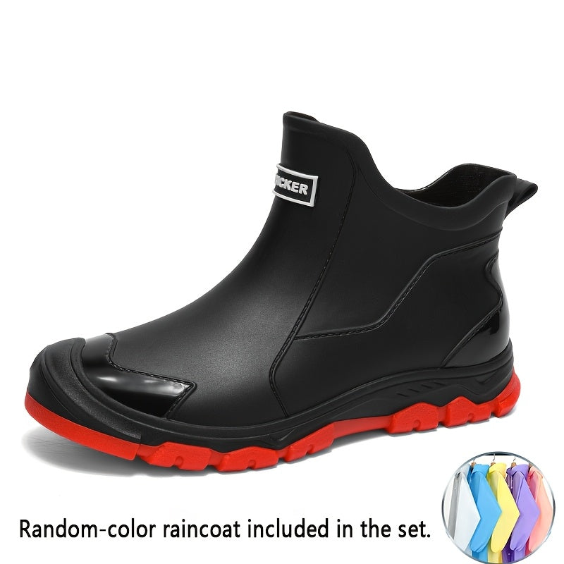 Men's High-Top PU Rain Boots for Outdoor Walking