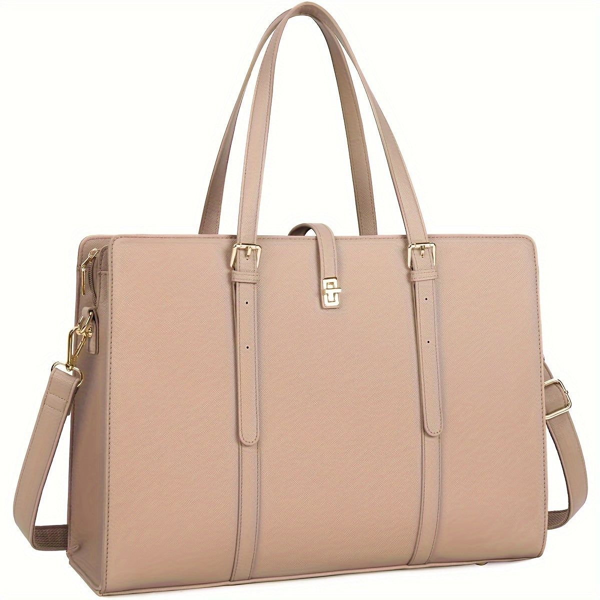 Women's 15.6-Inch Faux Leather Laptop Bag Elegant Business Tote