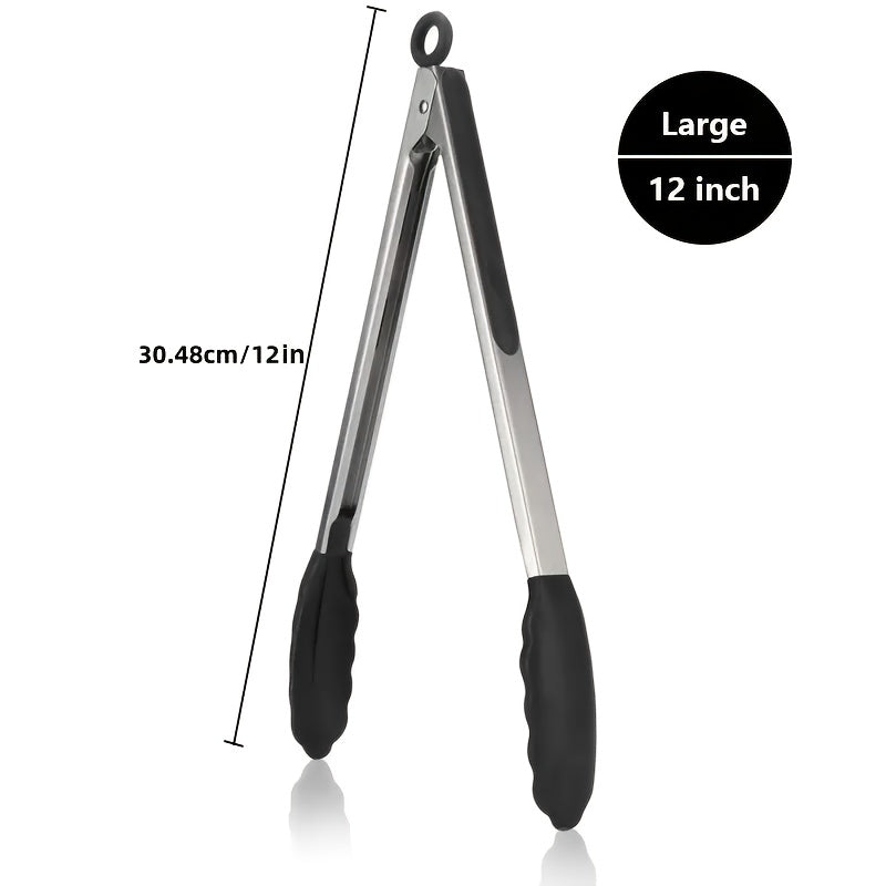 1pc of cooking clips, kitchen clips with silicone tips, locking clips, heavy duty, good grip, 7, 9, 30.48 cm, black grill toppers