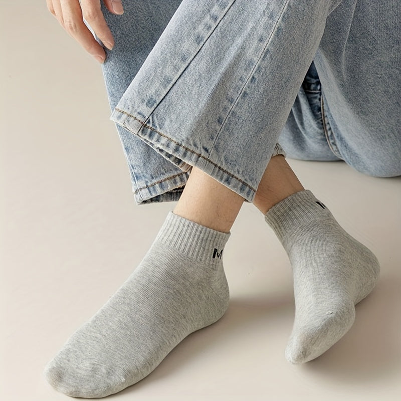 5pairs Men's Thin Mesh Breathable Sweat Absorption Socks For Summer, Men's Trendy Socks