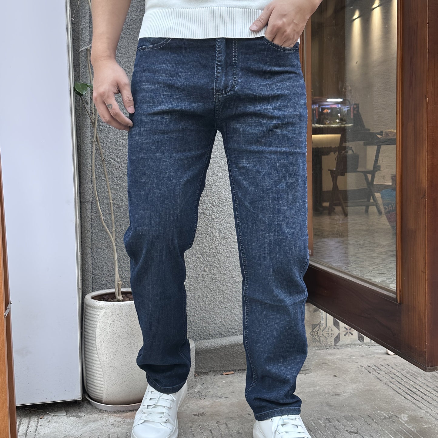 Men'S Casual Date And Work Business Stretch Slim-Fit Jeans.