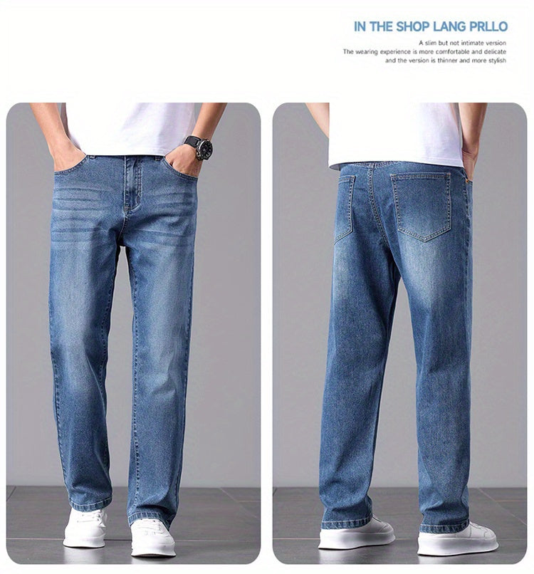 Men'S Stretchy Long Pants, Stylish And Versatile, Slim Fit, Breathable, Trendy Denim Trousers for Spring And Summer.