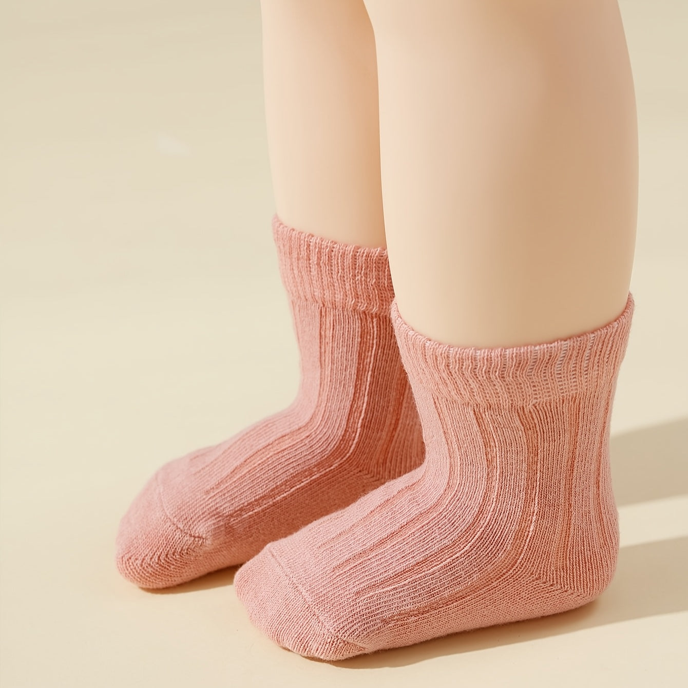 5-Pack Unisex Baby Toddler Mid-Calf Socks, Breathable Polyester Knit, Non-Slip, Hand Wash Only, All-Season Sports Socks