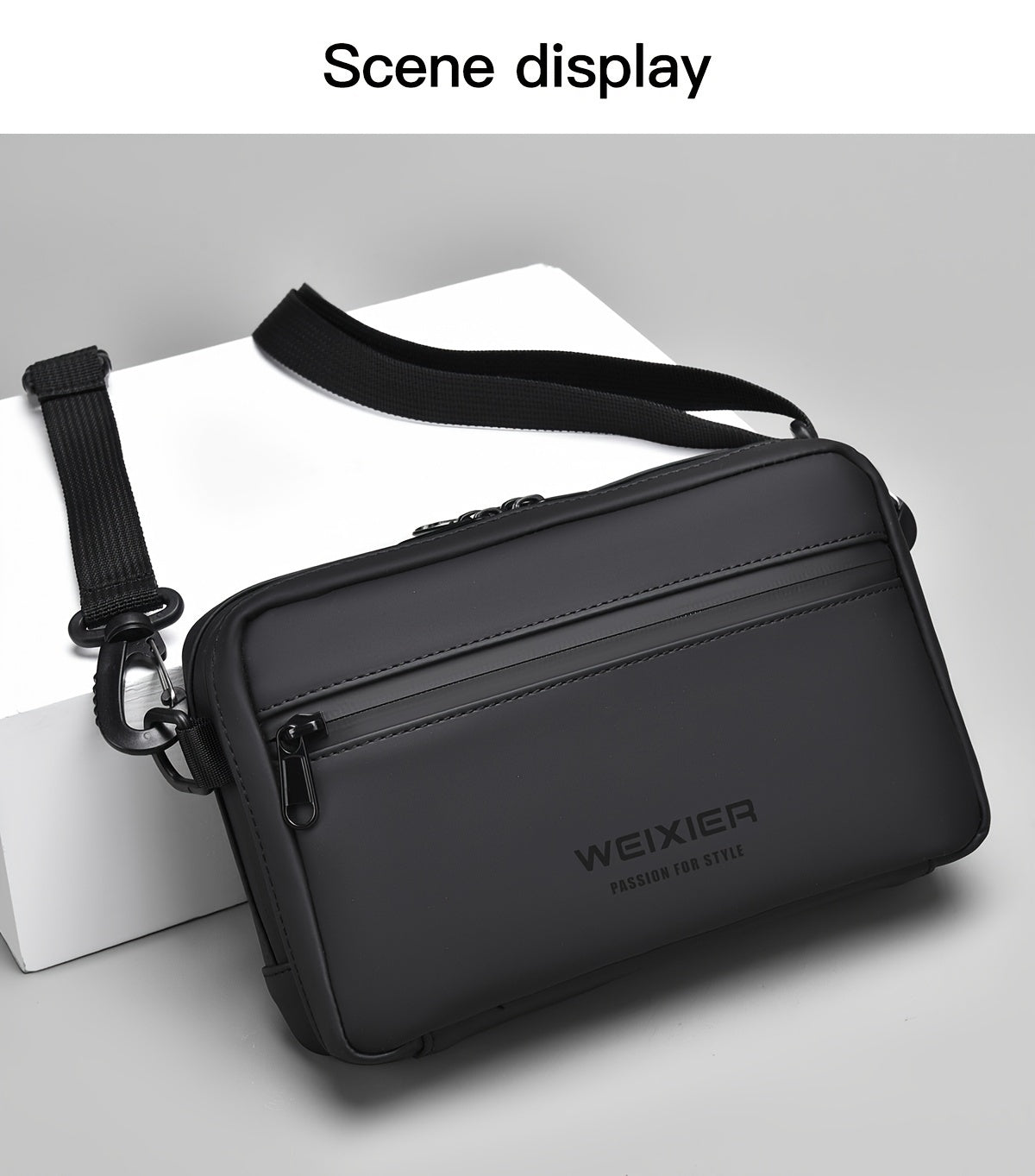 WEIXIER Unisex Fashion Messenger Bag, Shoulder Satchel with Detachable Strap, Polyester Lined, Business Briefcase for Commuting Outdoor, Ideal Gift for Husband Or Boyfriend