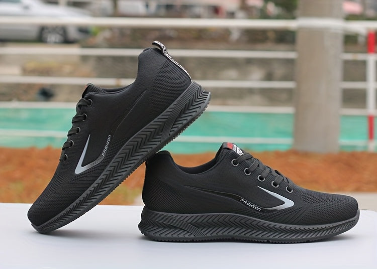 Men's Breathable Mesh Running Shoes - Lightweight, Non-Slip Casual Sneakers with "BEST PARENTS NO.2.54cm Design, Low-Top Lace-Up Sneakers for All Seasons