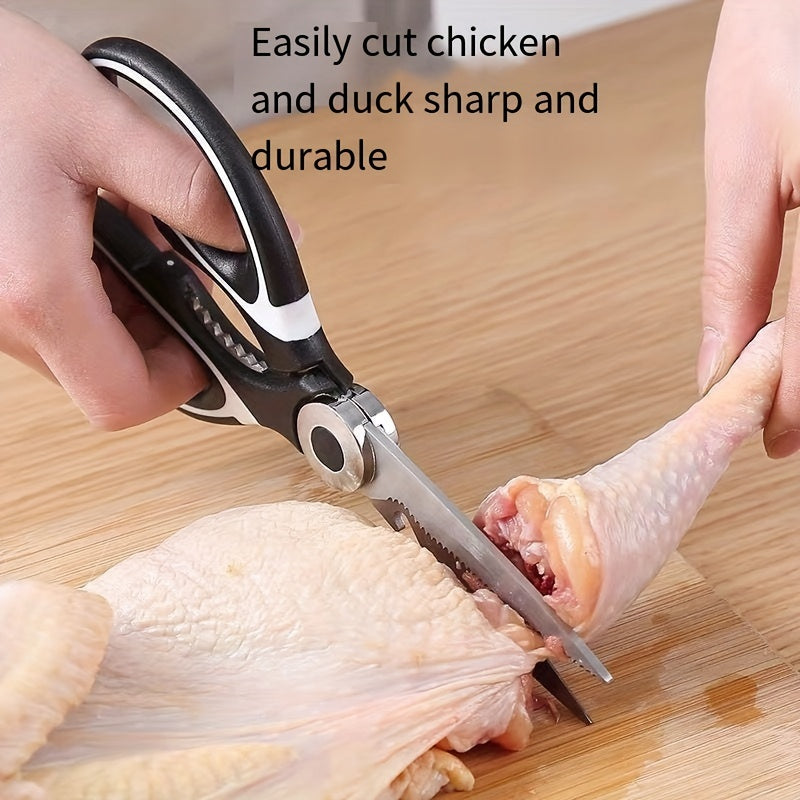 1pc, Kitchen Scissors, Poultry Shears, Kitchen Shears, Kitchen Fish Bone Scissors, Multifunctional Stainless Steel Chicken Bone Scissors For Duck Fish, Food Scissors, Kitchen Meat Scissors, Nut Opener, Bottle Opener, Kitchen