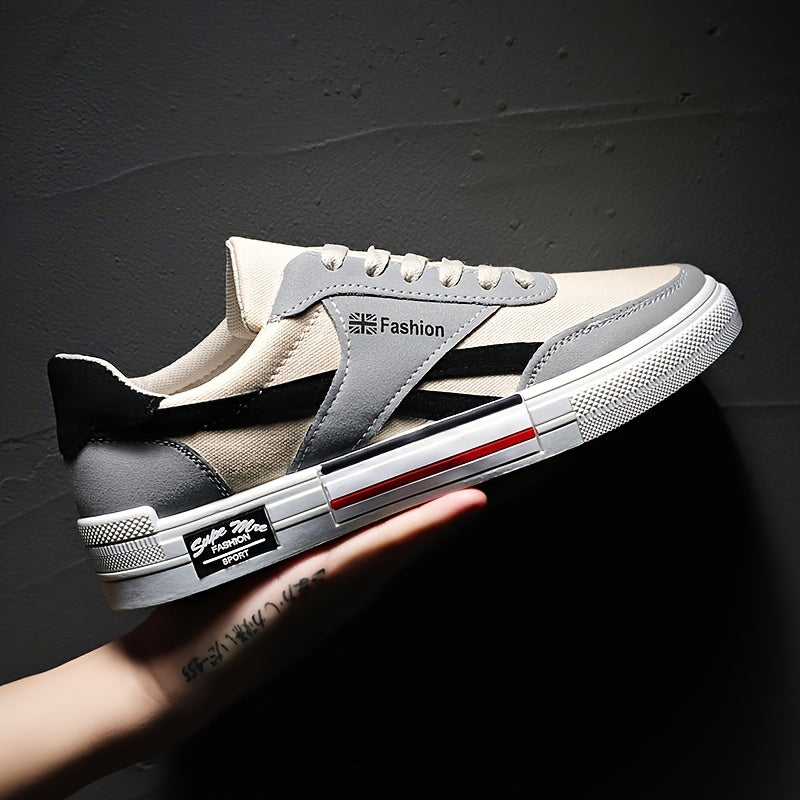 Men's Casual Skateboard Sneakers - Breathable Canvas, Non-Slip Lace-Up Shoes for All Seasons, Street Style
