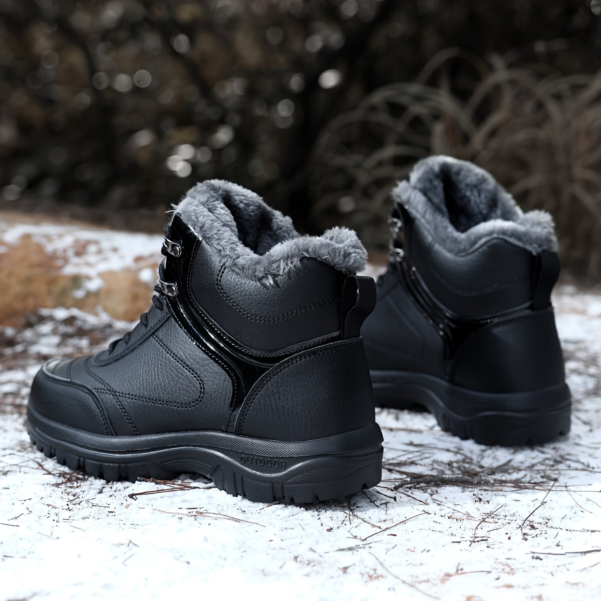 Men's Winter Snow Boots - with Plush Lining and Removable Insole - Slip-Resistant Tread, Suitable for Ice, Snow, Mud, Grass - Men's Casual and Formal Winter Shoes, Lace-Up Ankle Support - All-Terrain Grip - Men's Winter Boots