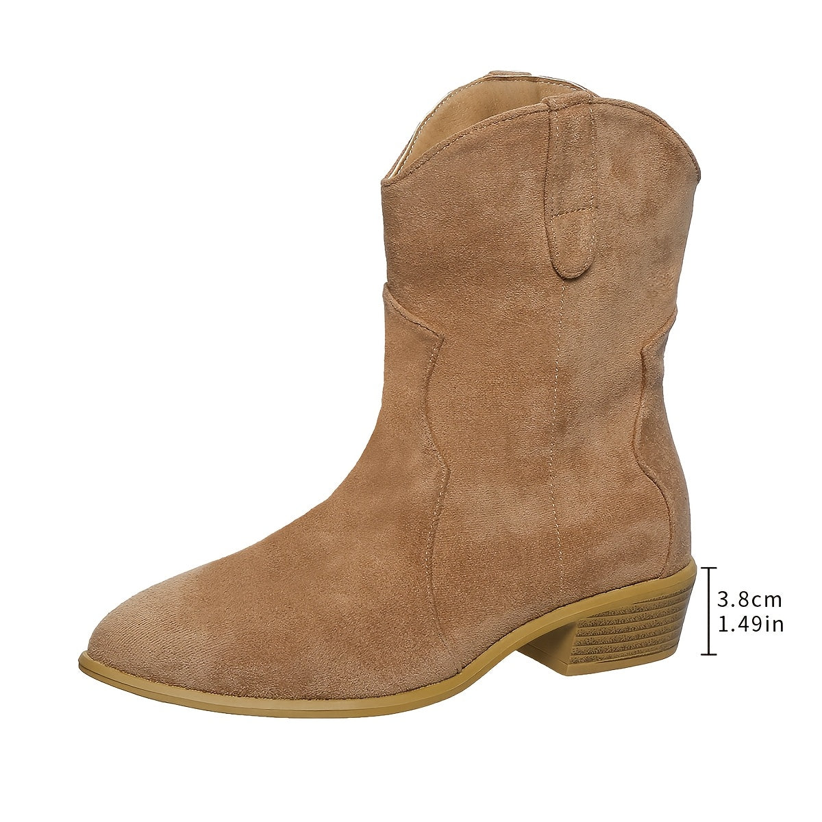 Chic Women's Mid-Calf Boots with Chunky Heel - Slip-On, Comfortable Fabric Lining, Versatile for All Seasons
