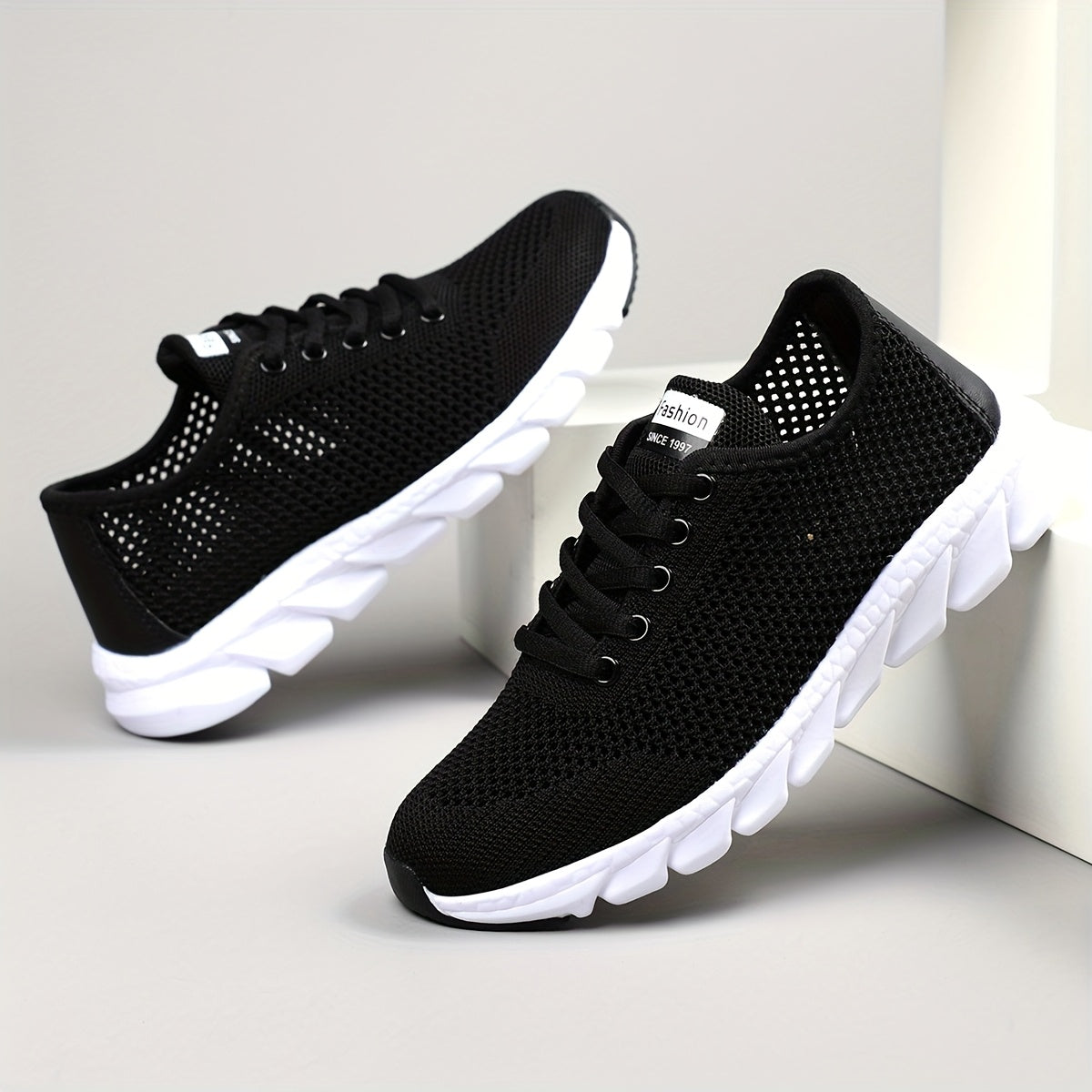 Women's Breathable Mesh Sneakers, All-Season Low Top Lace-Up Shoes with Plain Toe, EVA Upper & Sole, Fabric Inner & Insole - Comfortable Athletic Footwear, High Top Sneakers