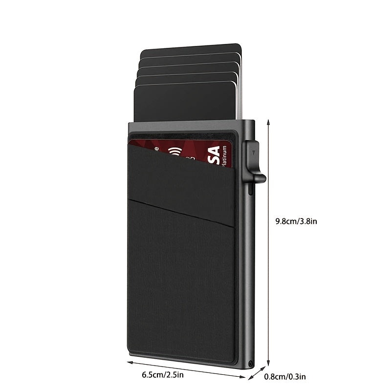 Simple RFID Blocking Aluminum Alloy Credit Card Holder with Money Bag for Men